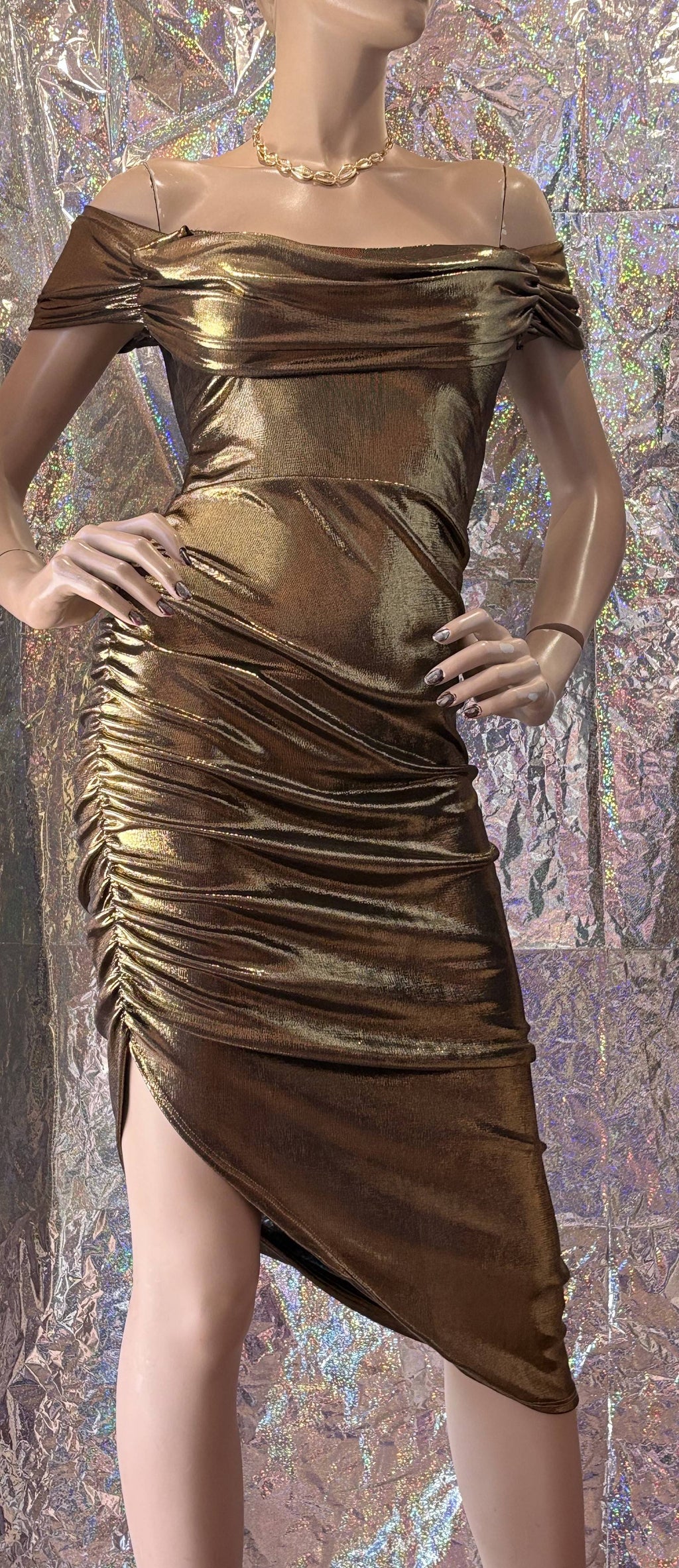 Φόρεμα βραδινό μπρονζέ-fv0002